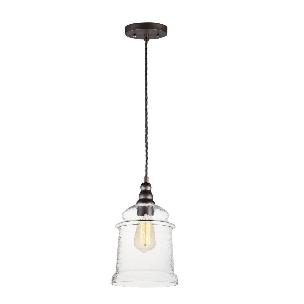 Maxim Lighting 21579HMOI Revival 1 Light Oil Rubbed Bronze Mini Pendant Ceiling Light - full view with canopy on white background