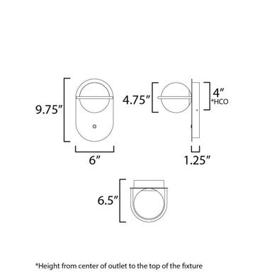 Maxim Lighting 21600SWBKGLD Revolve Wall Sconce Dimensions Diagram