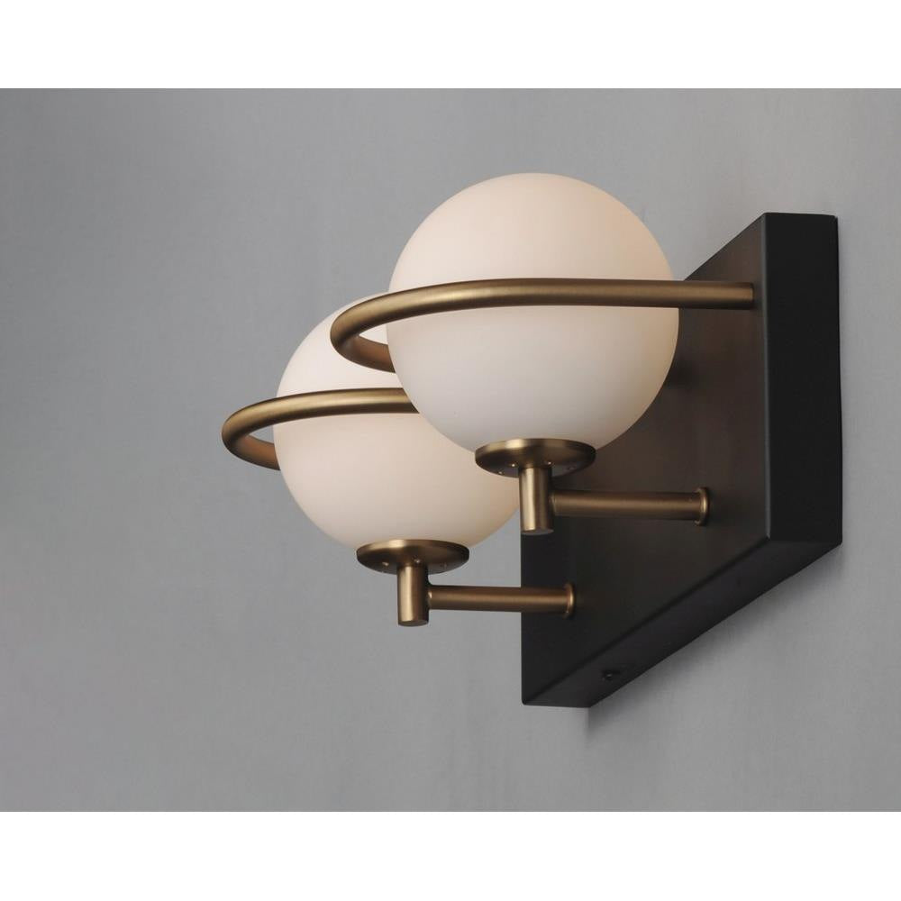 Maxim Lighting 21602SWBKGLD Revolve 2 Light Bath Vanity Wall Light - Side Angle View Showing Depth and Profile