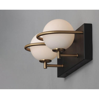 Maxim Lighting 21602SWBKGLD Revolve 2 Light Bath Vanity Wall Light - Side Angle View Showing Depth and Profile