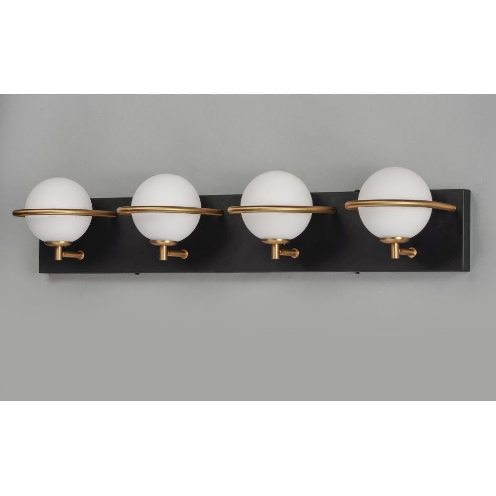 Maxim Lighting 21604SWBKGLD Revolve 4 Light Bath Vanity Wall Light - Angled View on Gray Background