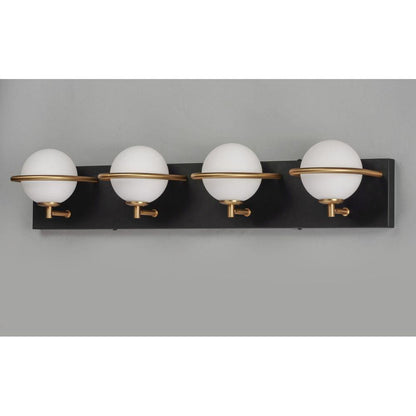 Maxim Lighting 21604SWBKGLD Revolve 4 Light Bath Vanity Wall Light - Angled View on Gray Background