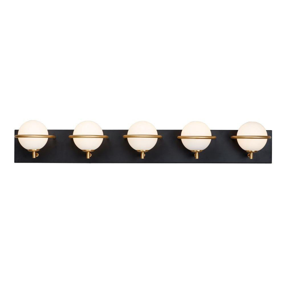 Maxim Lighting 21605SWBKGLD Revolve 5 Light Black and Gold Bath Vanity Wall Light Front View