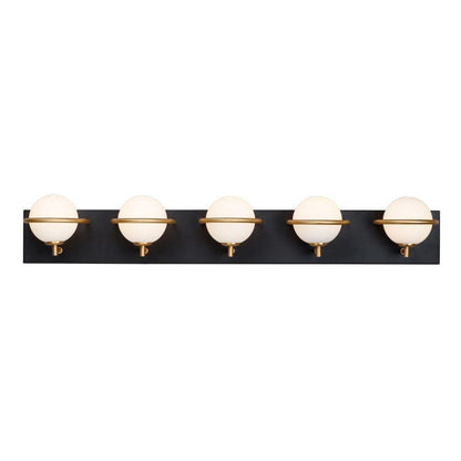 Maxim Lighting 21605SWBKGLD Revolve 5 Light Black and Gold Bath Vanity Wall Light Front View