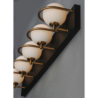Maxim Lighting 21605SWBKGLD Revolve 5 Light Black and Gold Bath Vanity Wall Light Angled View