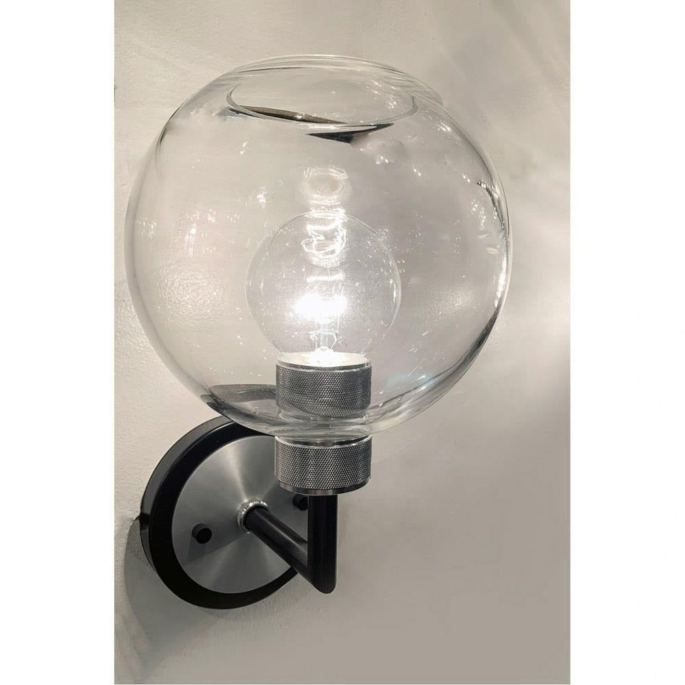 Maxim Lighting 21611CLBKAL Vessel 1 Light Black Aluminum Wall Sconce with Clear Glass Globe