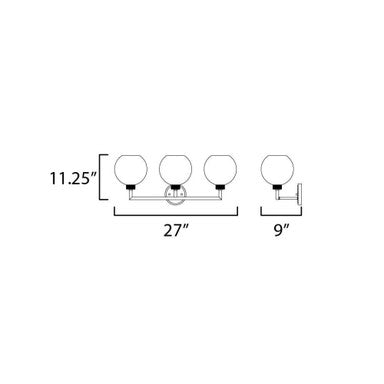 Maxim Lighting 21613CLBKAL Vessel Bath Vanity Wall Light - Dimensions Diagram