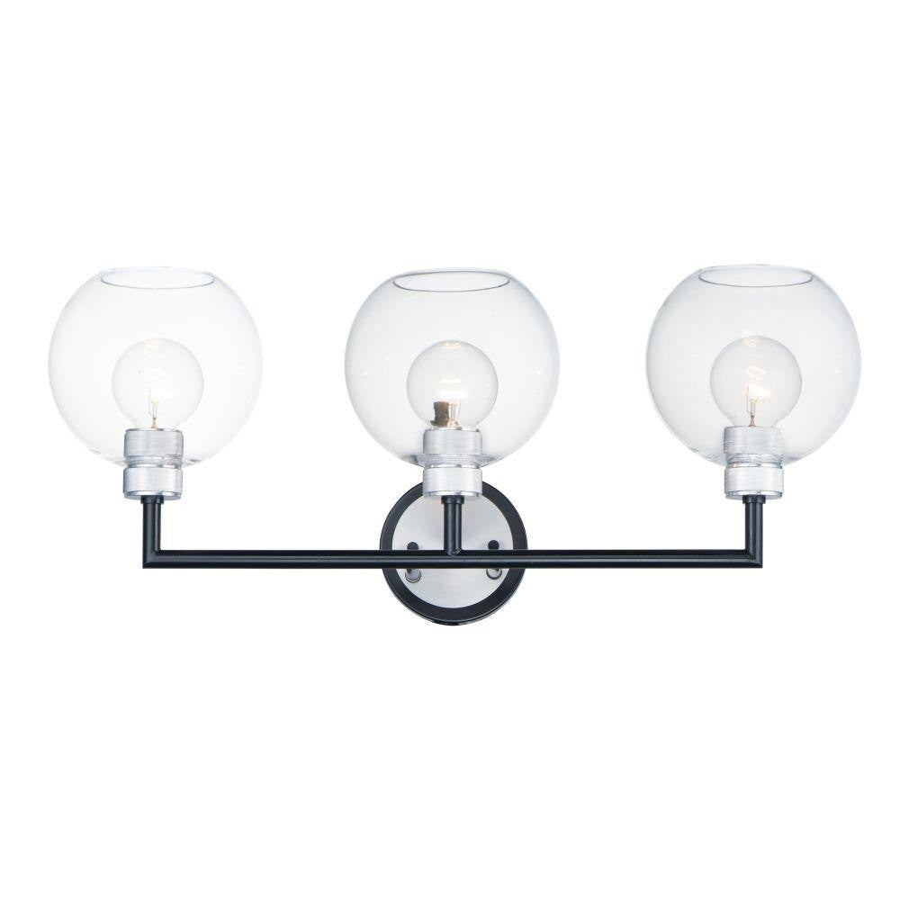 Maxim Lighting 21613CLBKAL Vessel 3 Light Black Brushed Aluminum Bath Vanity Wall Light