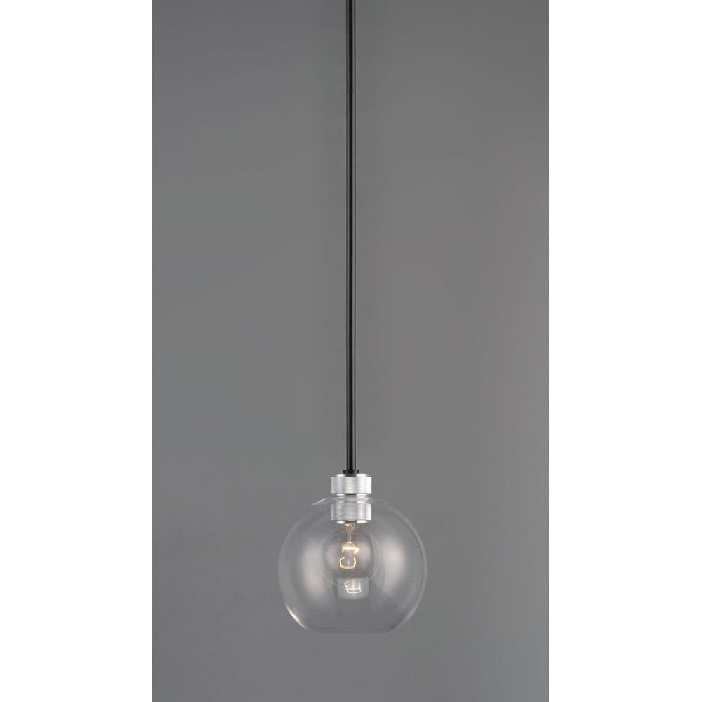 Maxim Lighting 21619CLBKAL Vessel 1 Light Black Aluminum Mini Pendant with Clear Glass Globe Shade
