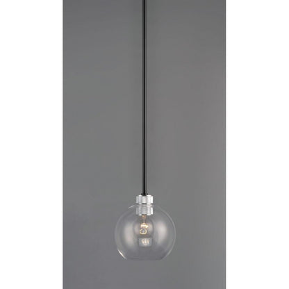 Maxim Lighting 21619CLBKAL Vessel 1 Light Black Aluminum Mini Pendant with Clear Glass Globe Shade