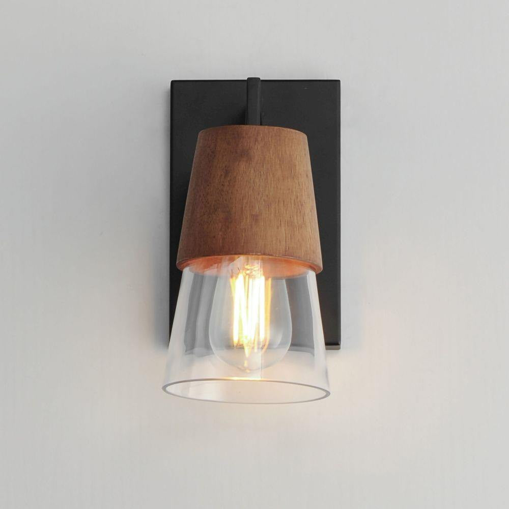 Maxim Lighting 21621CLWNBK Carpenter 1 Light Walnut and Black Bath Vanity Wall Light - Close Up Front View