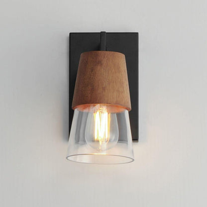 Maxim Lighting 21621CLWNBK Carpenter 1 Light Walnut and Black Bath Vanity Wall Light - Close Up Front View