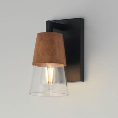 Maxim Lighting 21621CLWNBK Carpenter 1 Light Walnut and Black Bath Vanity Wall Light - Side Angle View