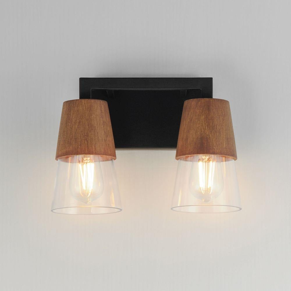 Maxim Lighting 21622CLWNBK Carpenter 2 Light Bath Vanity Wall Light in Walnut and Black - Front View