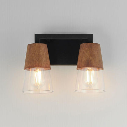 Maxim Lighting 21622CLWNBK Carpenter 2 Light Bath Vanity Wall Light in Walnut and Black - Front View