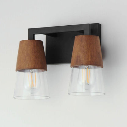 Maxim Lighting 21622CLWNBK Carpenter 2 Light Bath Vanity Wall Light in Walnut and Black - Angle View