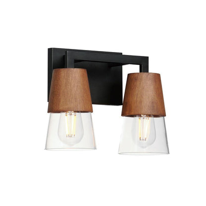 Maxim Lighting 21622CLWNBK Carpenter 2 Light Bath Vanity Wall Light in Walnut and Black - Side View