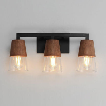 Maxim Lighting 21623CLWNBK Carpenter 3 Light Walnut/Black Bath Vanity Wall Light - Lit View