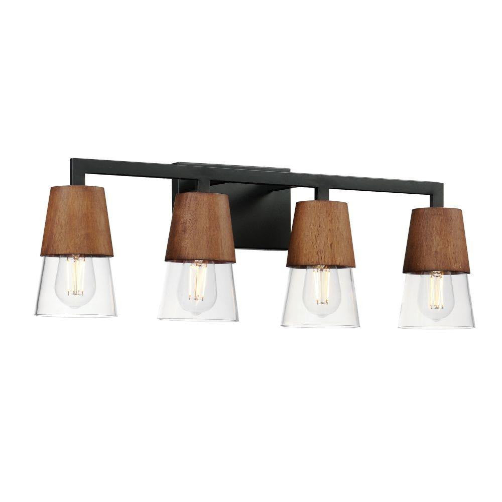 Maxim Lighting 21624CLWNBK Carpenter 4 Light Walnut/Black Bath Vanity Wall Light - Angle View