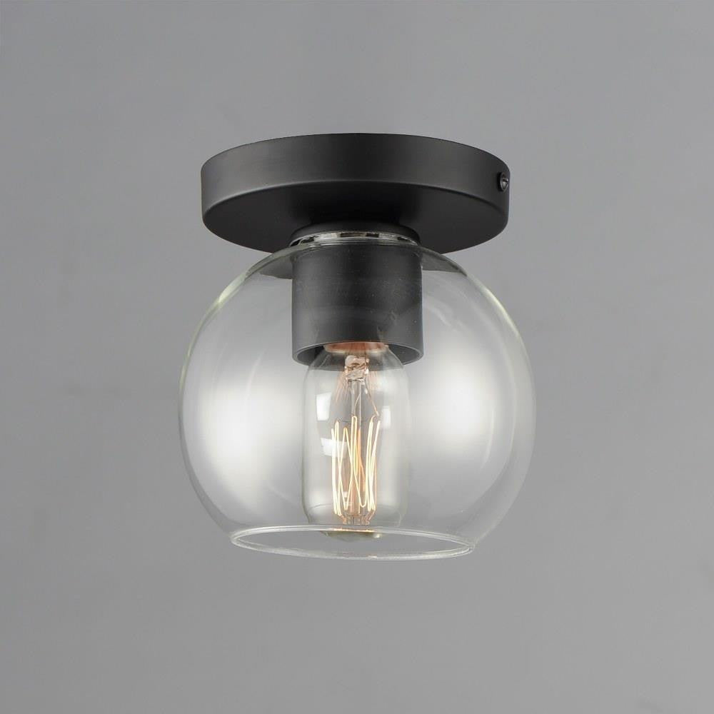Maxim Lighting 21630CLBK Knox Flush Mount in Black with Clear Glass Globe Side View