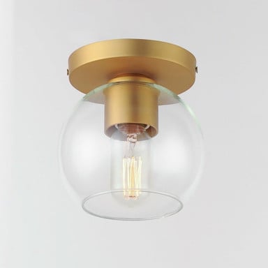Maxim Lighting Knox Flush Mount in Natural Aged Brass with Clear Glass Globe