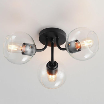 Maxim Lighting 21634CLNAB Knox 3 Light 18 Inch Black Semi Flush Mount Ceiling Light - Installed View