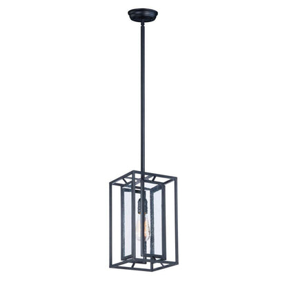 Maxim Lighting 21672CDBK Era 1 Light Black Mini Pendant - Full Hanging View with Rod and Canopy