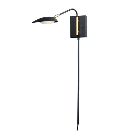 Maxim Lighting 21691BKSBR Scan Swing Arm Wall Sconce in Black with Satin Brass - Extended Arm White Background
