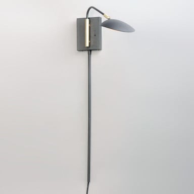 Maxim Lighting 21691BKSBR Scan Swing Arm Wall Sconce in Black with Satin Brass - Side Angle View