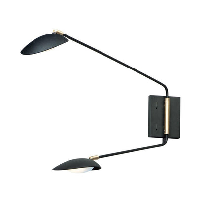 Maxim Lighting 21692BKSBR Scan 2 Light 19.75 Inch Black with Satin Brass Swing Arm Wall Sconce