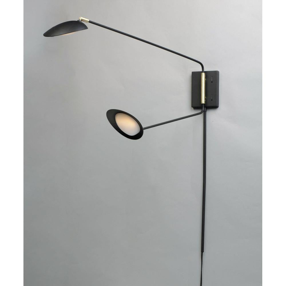 Maxim Lighting 21692BKSBR Scan Swing Arm Wall Sconce Mounted on Wall with Plug-In Cord