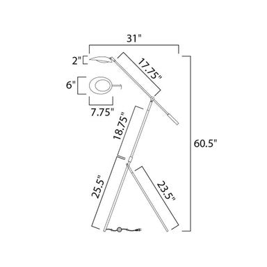 Maxim Lighting 21694BKSBR Scan Floor Lamp - Dimension Diagram