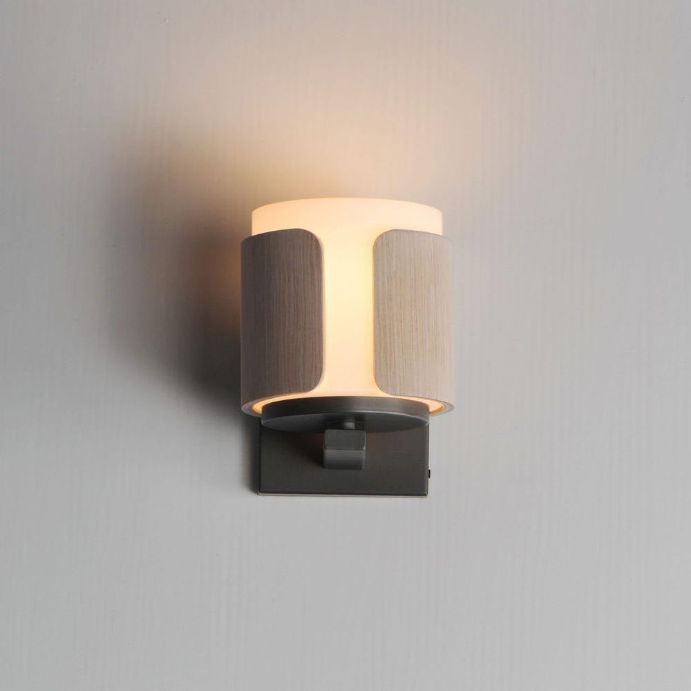 Maxim Lighting 21711SWNWDCHL Draughtsman Wall Sconce Lit - Natural Wood Charcoal Finish