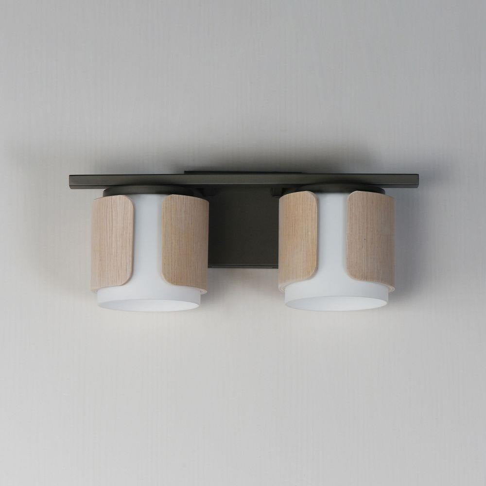 Maxim Lighting 21712SWNWDCHL Draughtsman 2 Light 18 Inch Natural Wood/Charcoal Bath Vanity Wall Light - Front View