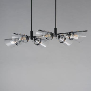 Maxim Lighting 21726CDDBZAB Finch 6 Light Dark Bronze Antique Brass Linear Pendant - Side Angle View