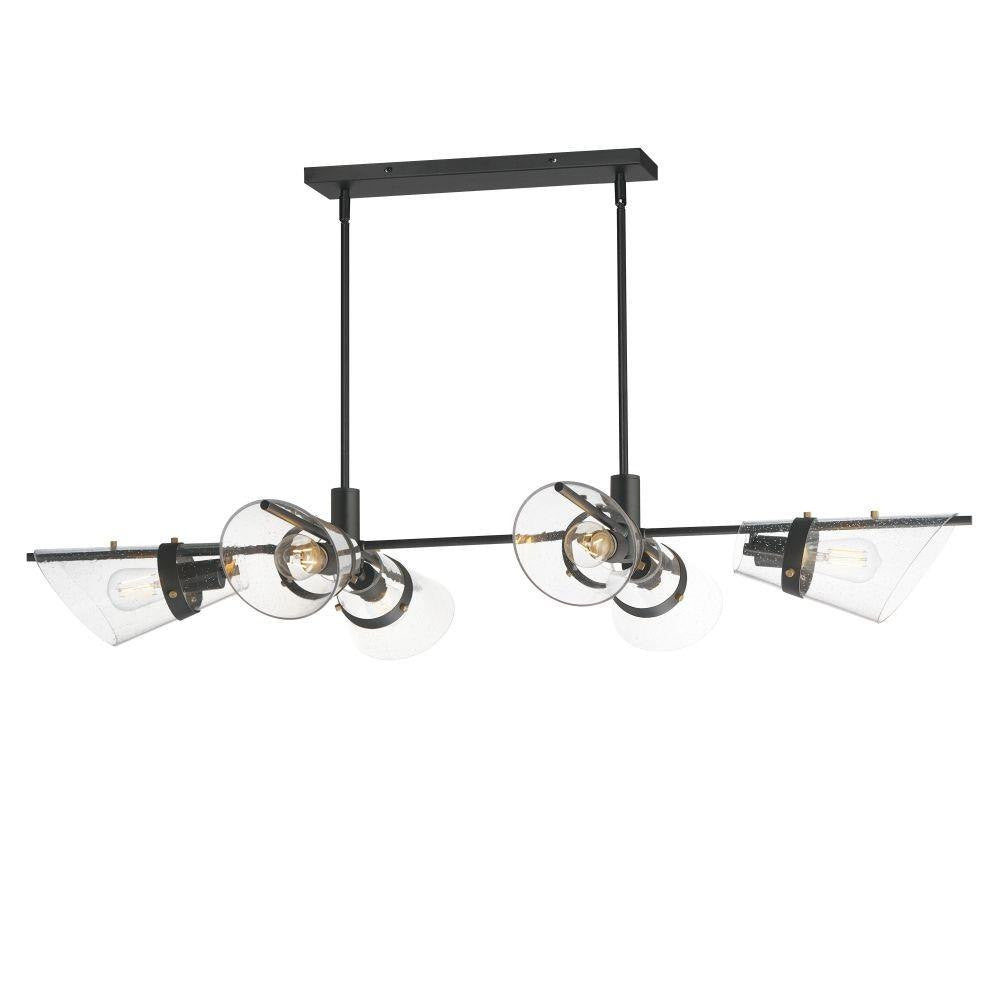 Maxim Lighting 21726CDDBZAB Finch 6 Light Dark Bronze Antique Brass Linear Pendant - Front View White Background