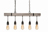 AFX Lighting NOAP3010MBDG Noah 5 Light 30 Inch Pendant In Distressed Grey-Black