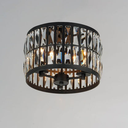 Maxim Lighting 21810BCBK Madeline Black Drum Flush Mount with Beveled Crystal Accents - Angle View