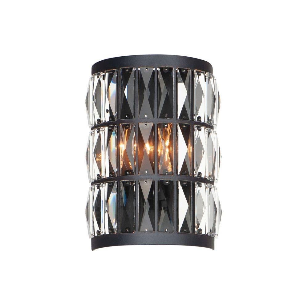 Maxim Lighting 21812BCBK Madeline 2 Light Black Wall Sconce with beveled crystal panels on white background