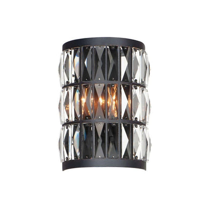 Maxim Lighting 21812BCBK Madeline 2 Light Black Wall Sconce with beveled crystal panels on white background