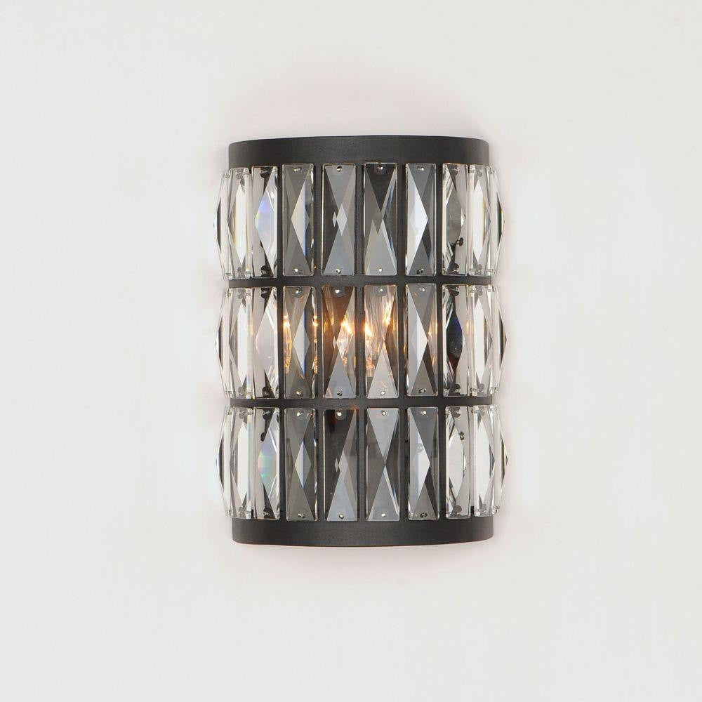 Maxim Lighting 21812BCBK Madeline 2 Light Black Wall Sconce with crystal panels mounted on wall