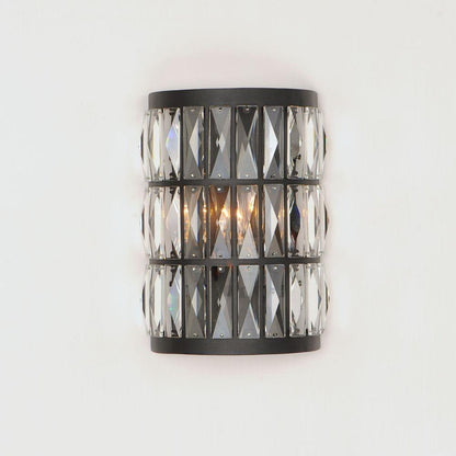 Maxim Lighting 21812BCBK Madeline 2 Light Black Wall Sconce with crystal panels mounted on wall
