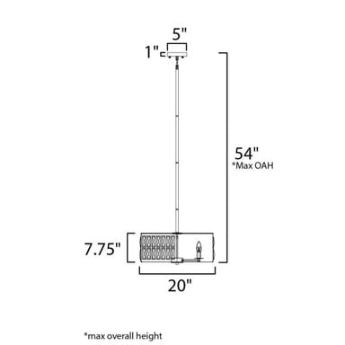 Maxim Lighting 21815BCBK Madeline 4 Light 20 inch Black Pendant Ceiling Light - Dimensions Diagram