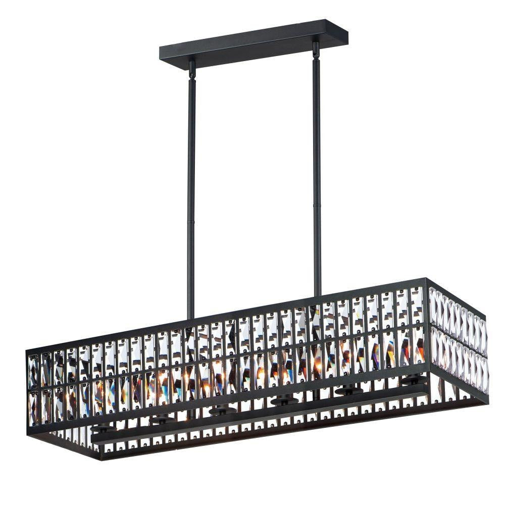 Maxim Lighting 21817BCBK Madeline 6 Light Black Linear Pendant Chandelier - White Background