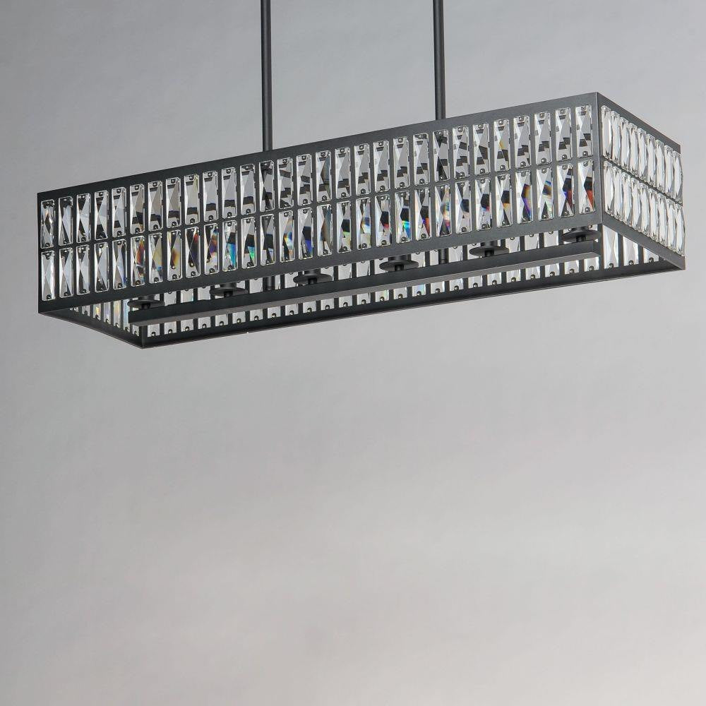 Maxim Lighting 21817BCBK Madeline 6 Light Black Linear Pendant Chandelier - Close Up Front View