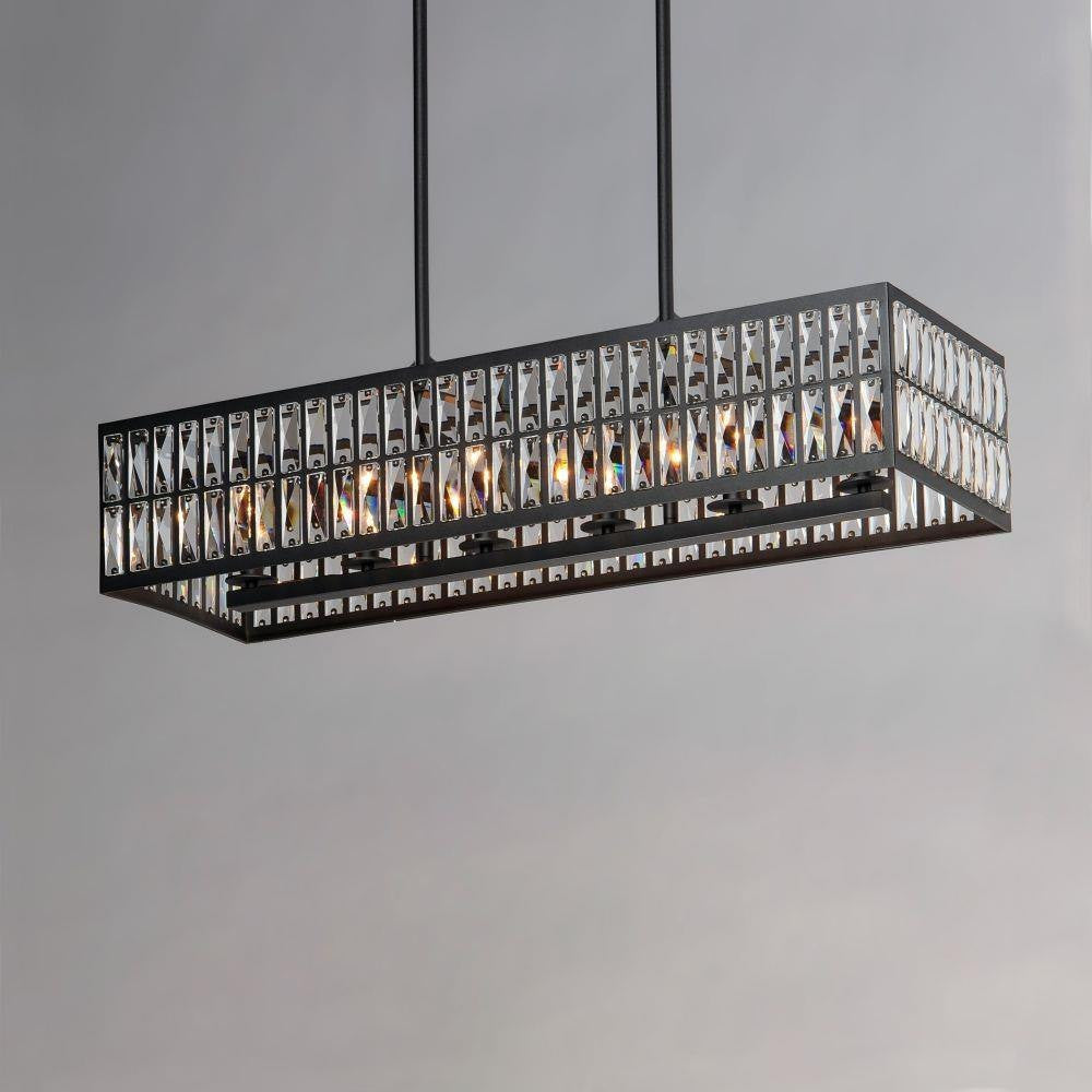 Maxim Lighting 21817BCBK Madeline 6 Light Black Linear Pendant Chandelier - Side Angle View
