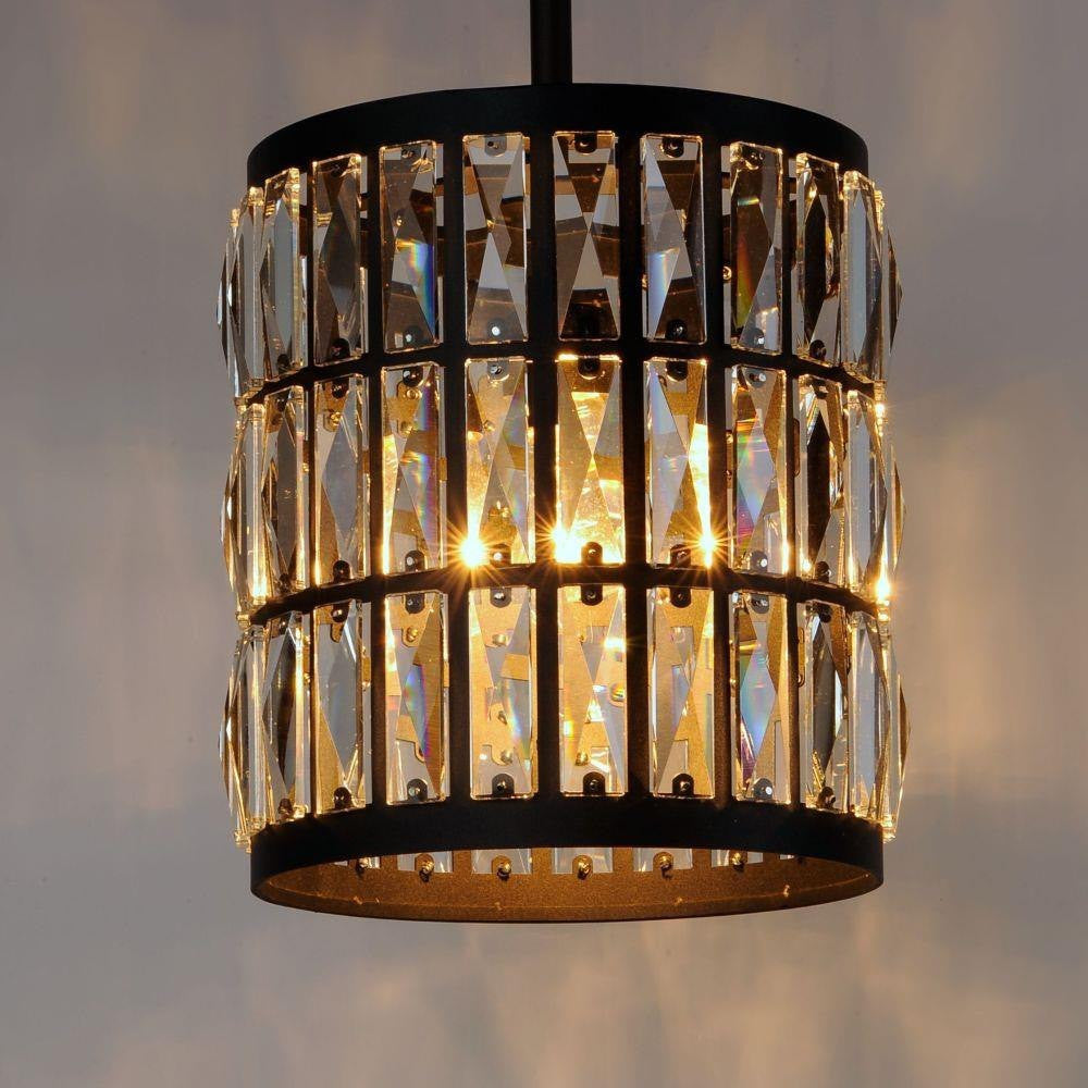Maxim Lighting 21819BCBK Madeline Crystal Drum Shade Lit Detail