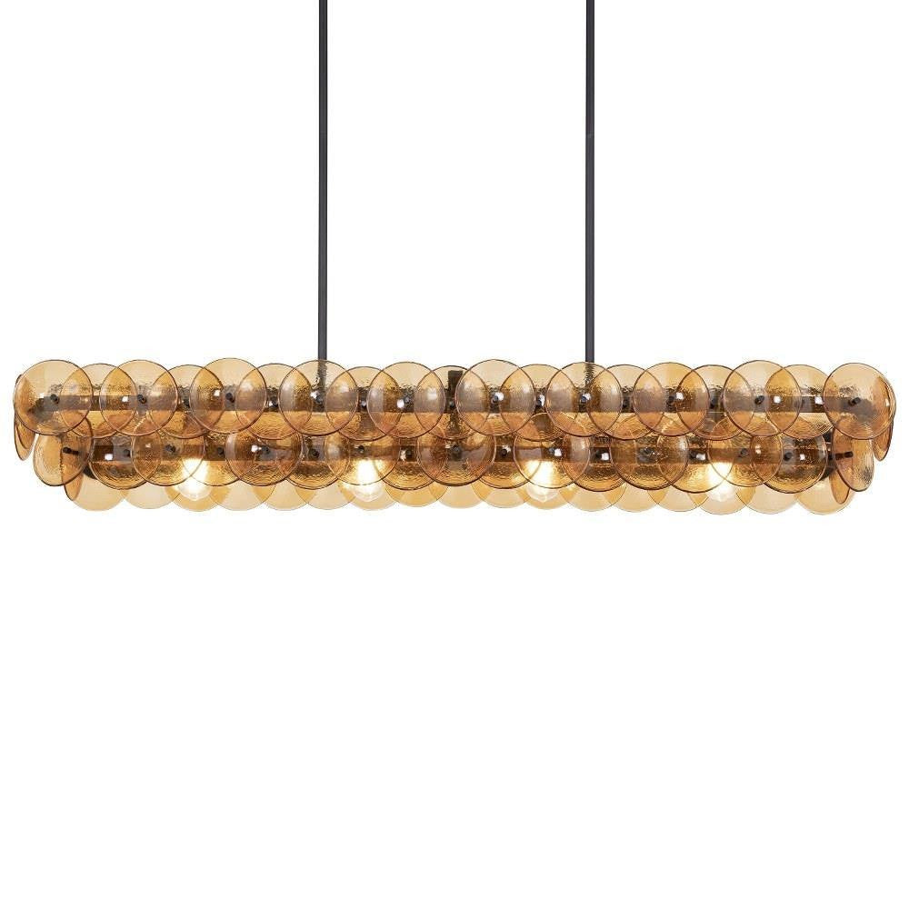 Maxim Lighting 21826AMGM Loren 5 Light Linear Chandelier in Gunmetal with Amber Glass - Front View