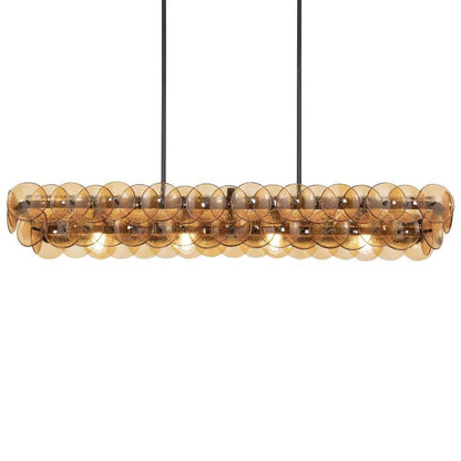 Maxim Lighting 21826AMGM Loren 5 Light Linear Chandelier in Gunmetal with Amber Glass - Front View