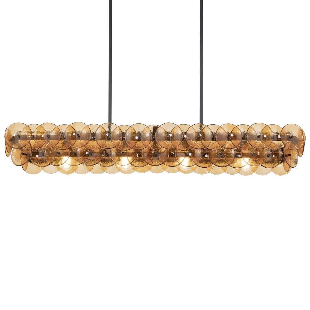 Maxim Lighting 21826TCGM Loren 5 Light 54 Inch Textured Clear Gunmetal Linear Chandelier Ceiling Light - Close-Up View